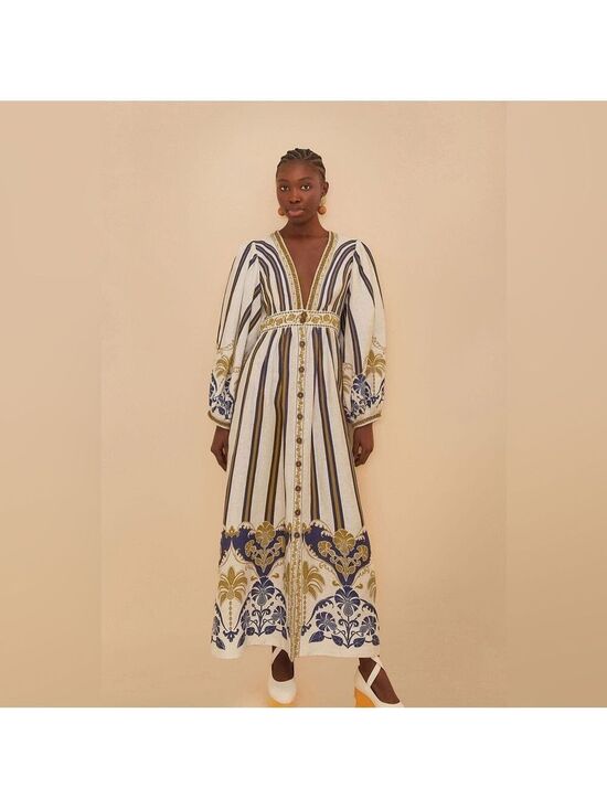 FARM Rio Dresses & Skirts - Farm Rio Off-White Pineapple Deco Maxi Dress